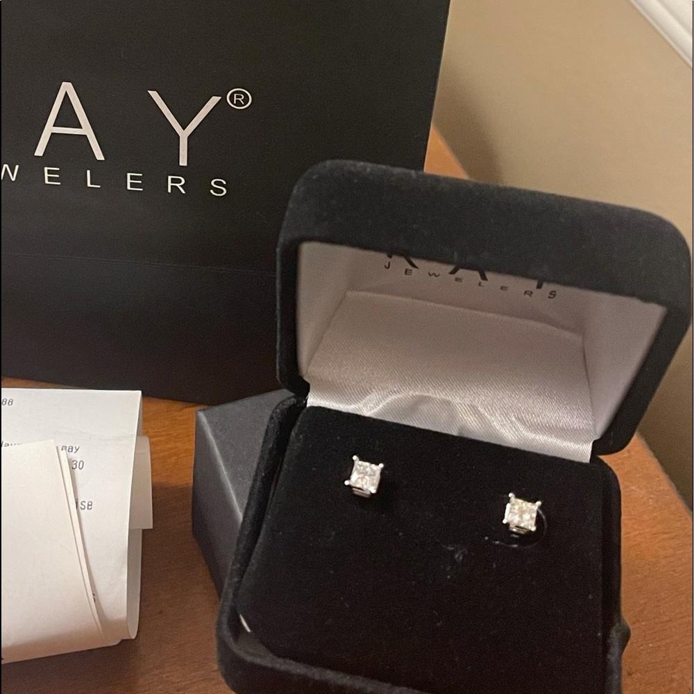 Diamond Earrings 1-1/4 ct tw Princess-cut 14K White Gold Kay Jewelers